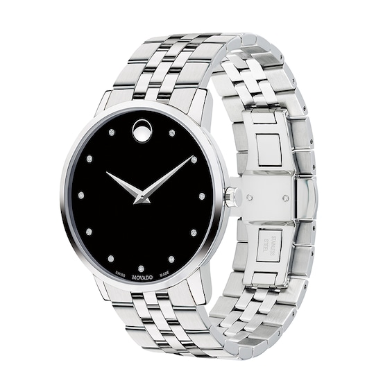 Previously Owned - Men's Movado Museum® Classic 1/20 CT. T.w. Diamond Watch with Black Dial (Model: 0607201)
