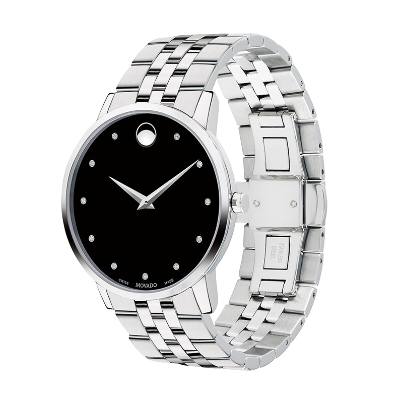 Main Image 2 of Previously Owned - Men's Movado Museum® Classic 1/20 CT. T.W. Diamond Watch with Black Dial (Model: 0607201)