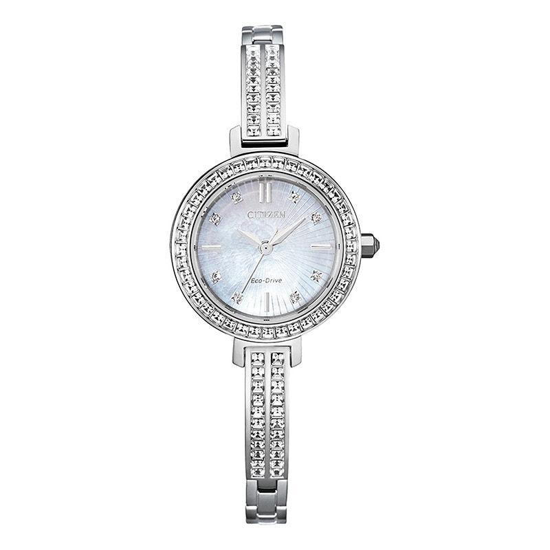 Main Image 1 of Previously Owned - Ladies' Citizen Eco-Drive® Silhouette Crystal Accent Bangle Watch (Model: EM0860-51D)