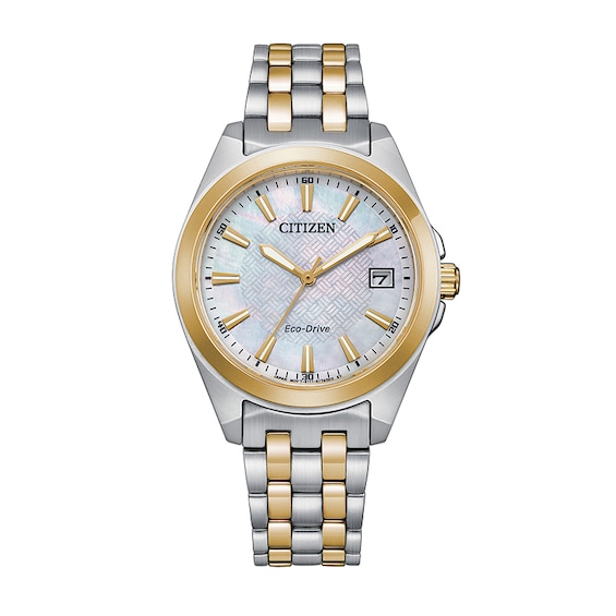 Previously Owned - Ladies' Citizen Eco-Drive® Corso Two-Tone Watch with Mother-of-Pearl Dial (Model: Eo1224-54D)