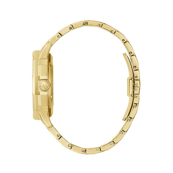 Previously Owned - Men's Bulova Octava Crystal Accent Gold-Tone Automatic Watch with Skeleton Dial (Model: 98A292)