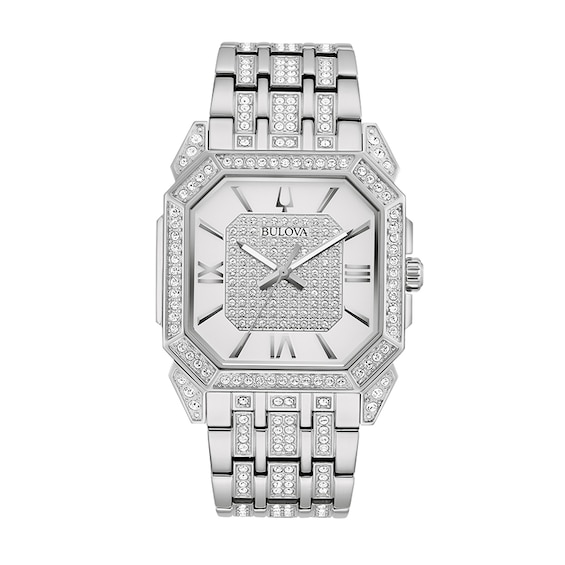 Previously Owned - Men's Bulova Octava Crystal Watch with Octagonal Silver-Tone Dial (Model: 96A285)