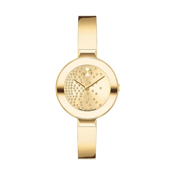 Previously Owned - Ladies' Movado Bold® Evolution Gold-Tone IP Bangle Watch with Crystal Accent Dial (Model: 3601161)