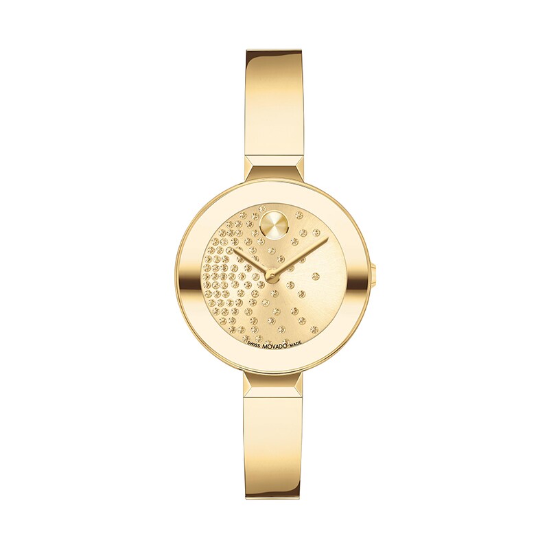 Main Image 1 of Previously Owned - Ladies' Movado Bold® Evolution Gold-Tone IP Bangle Watch with Crystal Accent Dial (Model: 3601161)