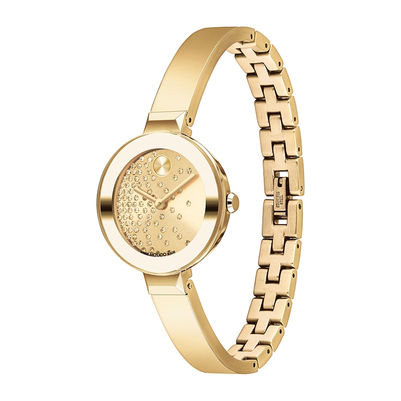 Main Image 2 of Previously Owned - Ladies' Movado Bold® Evolution Gold-Tone IP Bangle Watch with Crystal Accent Dial (Model: 3601161)