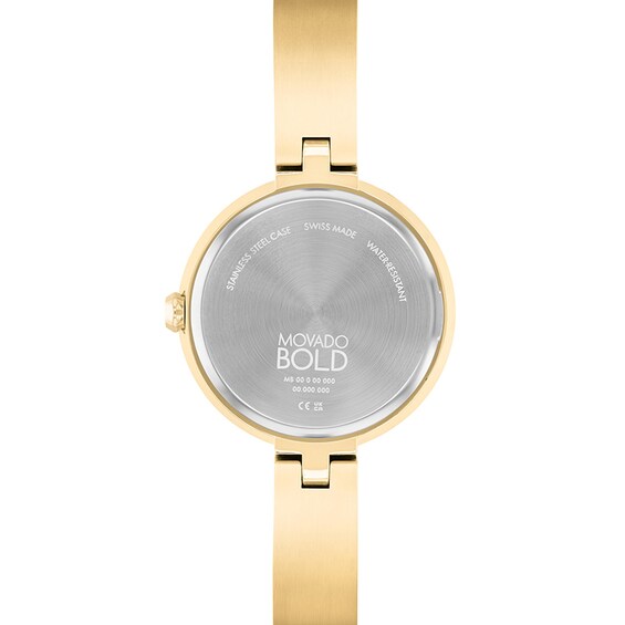 Previously Owned - Ladies' Movado Bold® Evolution Gold-Tone IP Bangle Watch with Crystal Accent Dial (Model: 3601161)