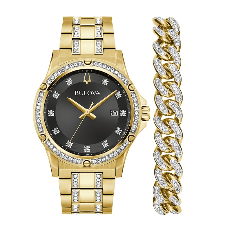 Main Image 2 of Previously Owned - Men’s Bulova Exclusive Crystal Collection Watch and Bracelet Box Set (Model: 98K118)