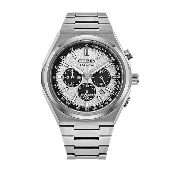 Previously Owned - Men’s Citizen Eco-Drive® Zenshin Chrono Super Titanium™ Watch with White Dial (Model: Ca4610-85A)