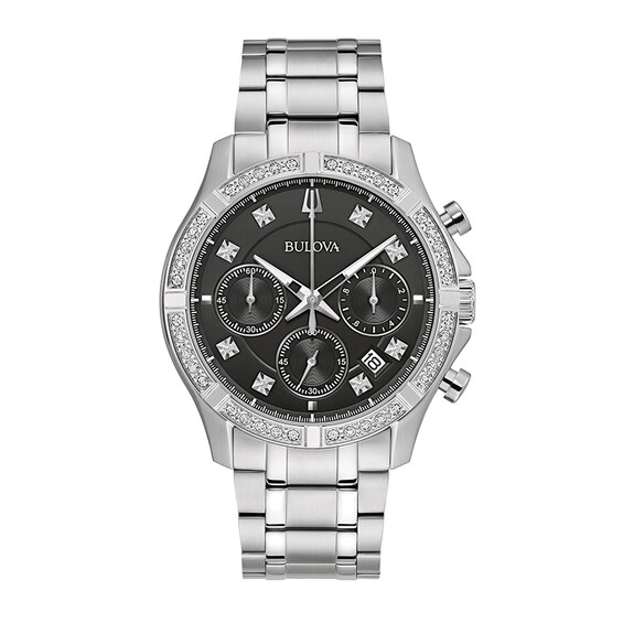 Previously Owned - Men's Bulova Classic 1/8 CT. T.w. Diamond Chronograph Watch with Black Dial (Model: 96J119)