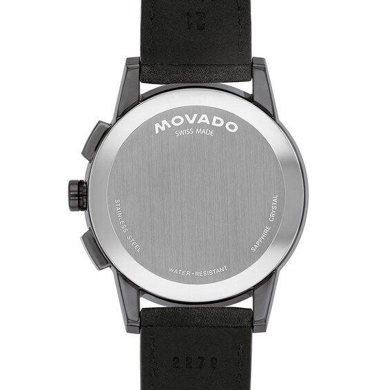 Previously Owned - Men’s Movado Museum® Sport Two-Tone PVD Chronograph Black Leather Strap Watch (Model: 0607896)