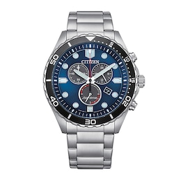 Previously Owned - Men’s Citizen Eco-Drive® Sporty-Aqua Chronograph Watch with Blue Dial (Model: AT2560-84L)