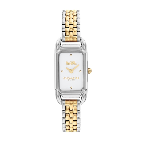 Previously Owned - Ladies' Coach Cadie Two-Tone IP Watch with Rectangular White Dial (Model: 14504172)