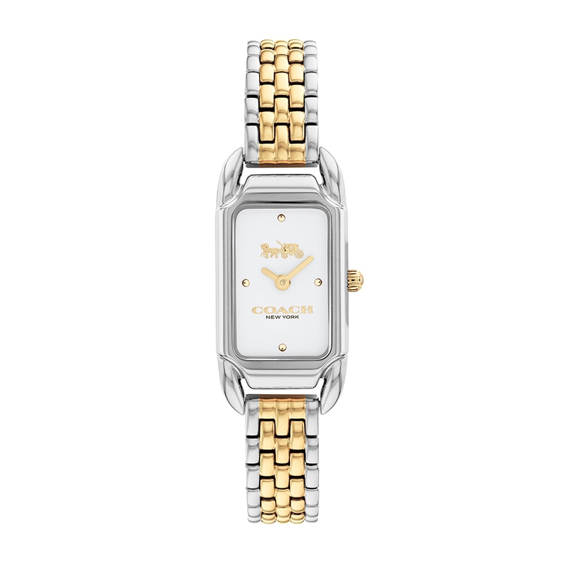 Main Image 1 of Previously Owned - Ladies' Coach Cadie Two-Tone IP Watch with Rectangular White Dial (Model: 14504172)