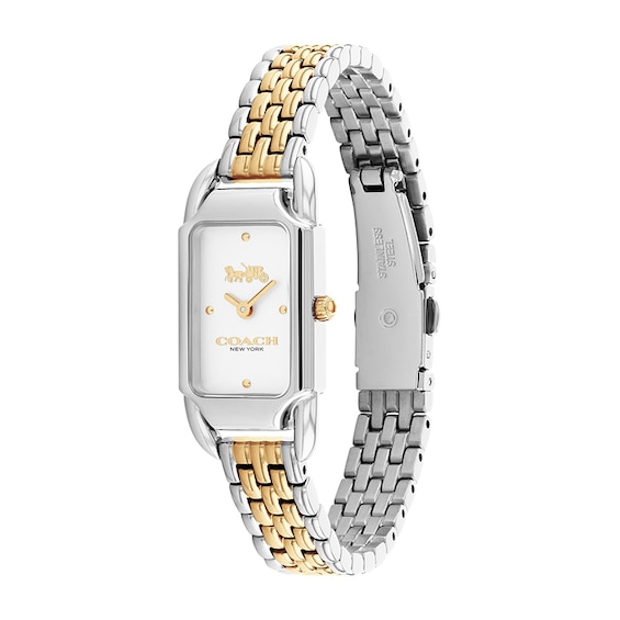 Previously Owned - Ladies' Coach Cadie Two-Tone IP Watch with Rectangular White Dial (Model: 14504172)