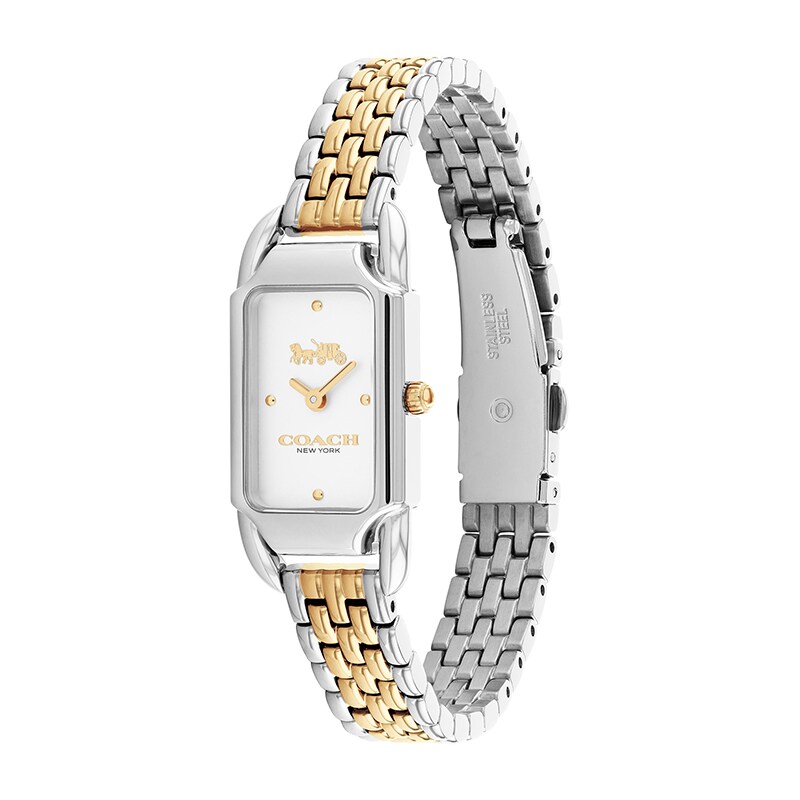 Main Image 2 of Previously Owned - Ladies' Coach Cadie Two-Tone IP Watch with Rectangular White Dial (Model: 14504172)