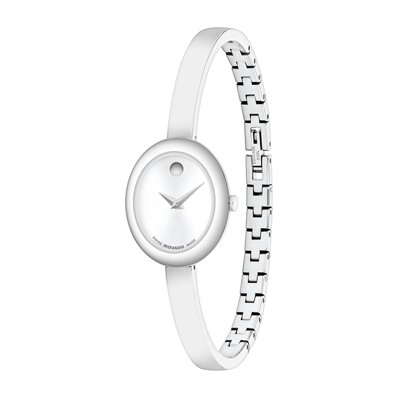 Main Image 2 of Previously Owned - Ladies' Movado Museum® Bangle Watch with Silvery-White Sunray Dial (Model: 608070)