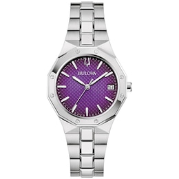 Previously Owned - Ladies' Bulova Classic Prestige Watch with Textured Purple Dial (Model: 96M168)