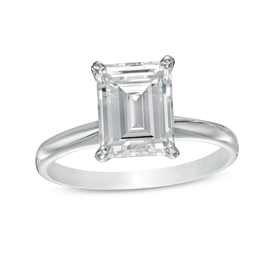 Previously Owned - 3 CT. Emerald-Cut Lab-Grown Diamond Solitaire Engagement Ring in 14K White Gold (F/Vs2)