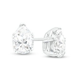 Previously Owned - 1 CT. T.W. Pear-Shaped Lab-Grown Diamond Solitaire Stud Earrings in 14K White Gold (F/SI2)