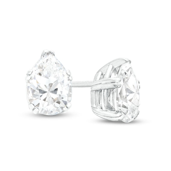 Previously Owned - 1 CT. T.w. Pear-Shaped Lab-Grown Diamond Solitaire Stud Earrings in 14K White Gold (F/Si2)