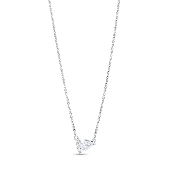 Previously Owned - 1/3 CT. Pear-Shaped Lab-Grown Diamond Solitaire Necklace in 14K White Gold (F/Si2)