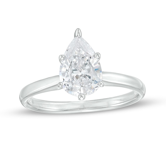 Previously Owned - 1-1/2 CT. Pear-Shaped Lab-Grown Diamond Solitaire Engagement Ring in 14K White Gold (F/Vs2)