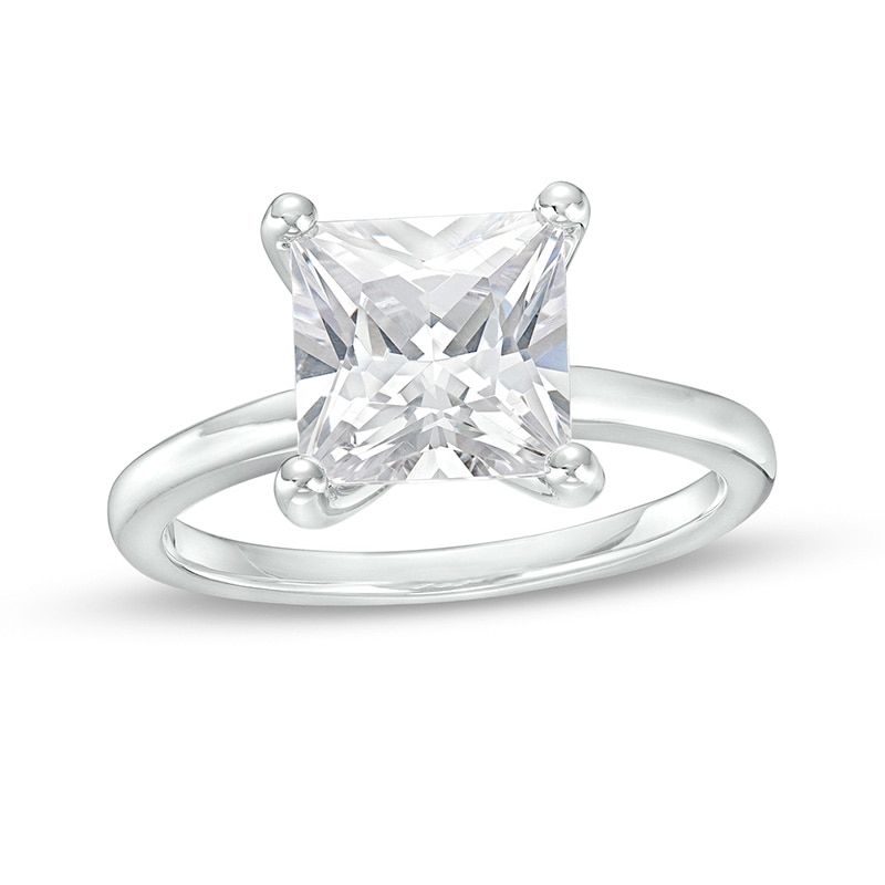 Main Image 1 of Previously Owned - 3 CT. Princess-Cut Lab-Grown Diamond Solitaire Engagement Ring in 14K White Gold (I/SI2)