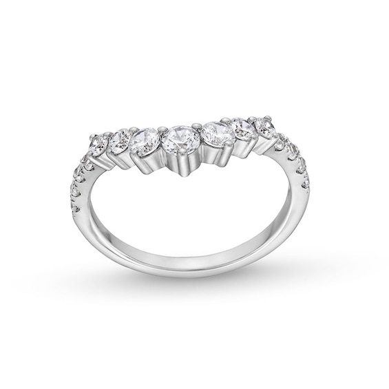 Previously Owned - 3/4 CT. T.w. Lab-Grown Diamond Graduated Chevron Anniversary Band in 14K White Gold (F/Vs2)