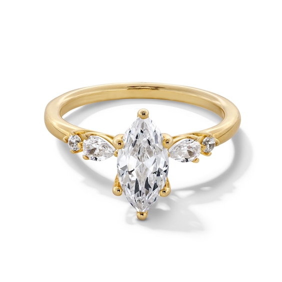 Previously Owned - 1-1/4 CT. T.w. Multi-Shaped Lab-Grown Diamond Five Stone Engagement Ring in 14K Gold (F/Vs2)