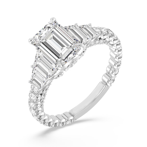 Previously Owned - Enchanted Star Cinderella 4 CT. T.w. Emerald Lab-Grown Diamond Engagement Ring in 14K White Gold