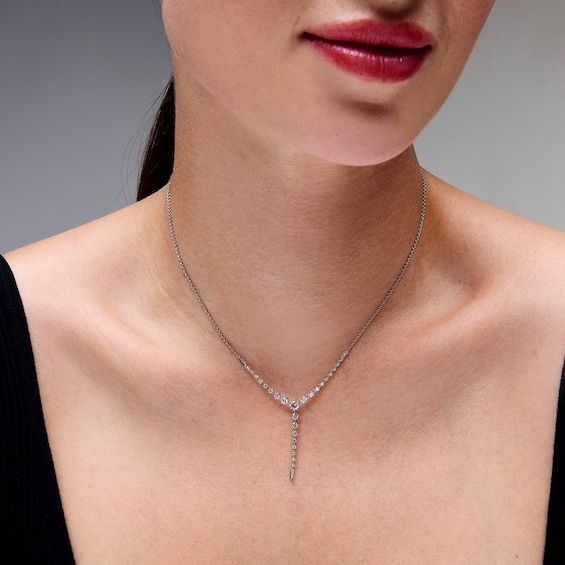Previously Owned - 1 CT. T.w. Lab-Grown Diamond "Y" Necklace in 10K White Gold (F/Vs2)