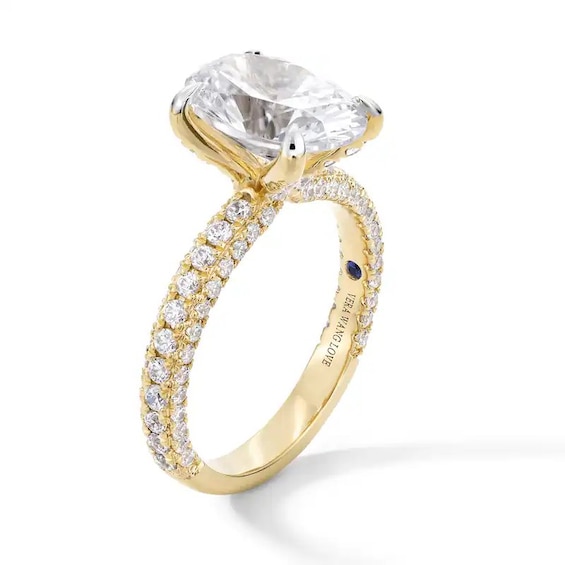 Previously Owned - Vera Wang Love Collection 3-7/8 CT. T.w. Oval Lab-Grown Diamond Engagement Ring in 14K Gold (F/Vs2)