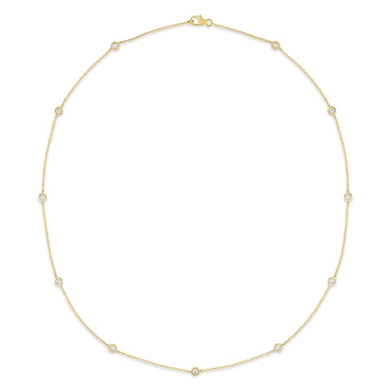 Previously Owned - 1 CT. T.w. Lab-Grown Diamond Bezel-Set Station Necklace in 10K Gold (F/Vs2)