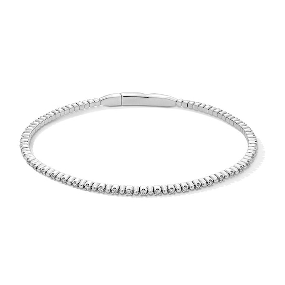 Previously Owned - 1/2 CT. T.w. Lab-Grown Diamond and Bead Flex Bangle in Sterling Silver (F/Vs2)