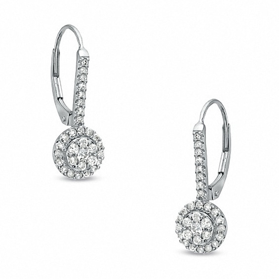 Previously Owned - 1/2 CT. T.w. Diamond Composite Drop Earrings in 10K White Gold