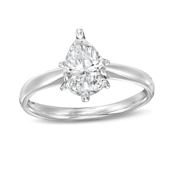 Previously Owned - 1 CT. T.w. Pear-Shaped Diamond Solitaire Engagement Ring in 14K White Gold (I/I2)