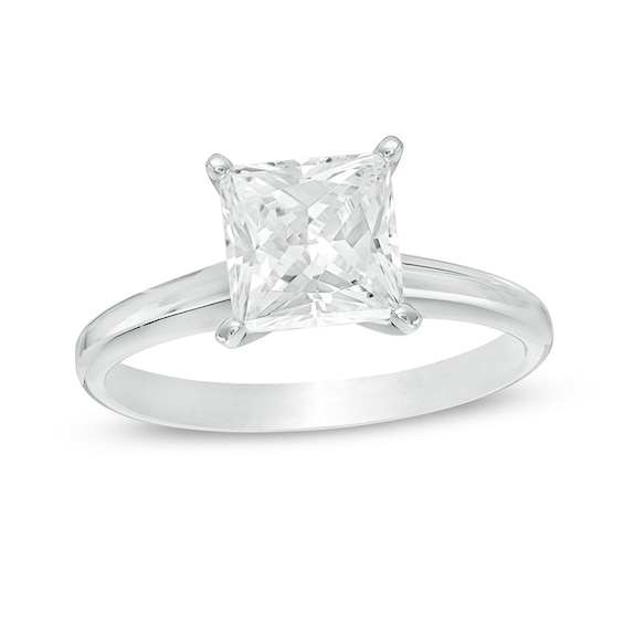 Previously Owned - 1-1/2 CT. Princess-Cut Diamond Solitaire Engagement Ring in 14K White Gold (I/Si2)