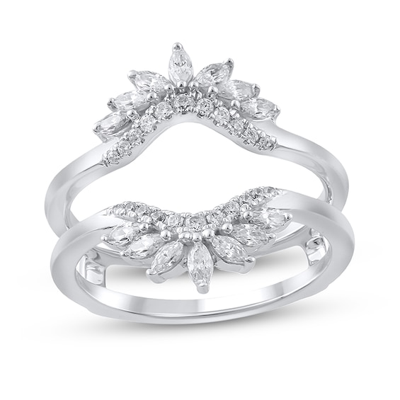 Previously Owned - 1/2 CT. T.w. Marquise and Round Diamond Starburst Solitaire Enhancer in 14K White Gold
