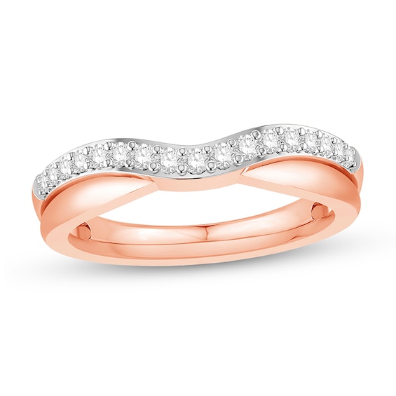 Previously Owned - 1/4 CT. T.w. Diamond Comfort-Fit Double Row Contour Wedding Band in 14K Rose Gold (I/I2)