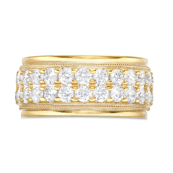 Previously Owned - 2 CT. T.w. Diamond Double Row Vintage-Style Wedding Band in 10K Gold
