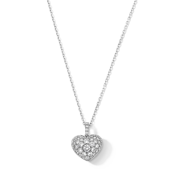 Previously Owned - 3/4 CT. T.w. Lab-Grown Multi-Diamond Heart Drop Pendant in 10K White Gold (F/Vs2)