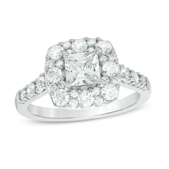 Previously Owned - Love's Destiny by Zales 2 CT. T.w. Princess-Cut Diamond Frame Engagement Ring in 14K White Gold