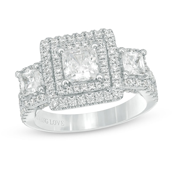 Previously Owned - Vera Wang Love Collection 2-1/2 CT. T.w. Diamond Three Stone Engagement Ring in 14K White Gold
