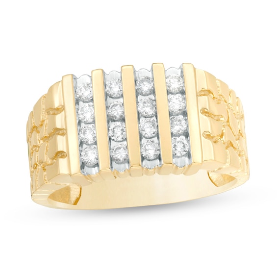 Previously Owned - 1/2 CT. T.w. Diamond Four Row Nugget Ring in 10K Gold