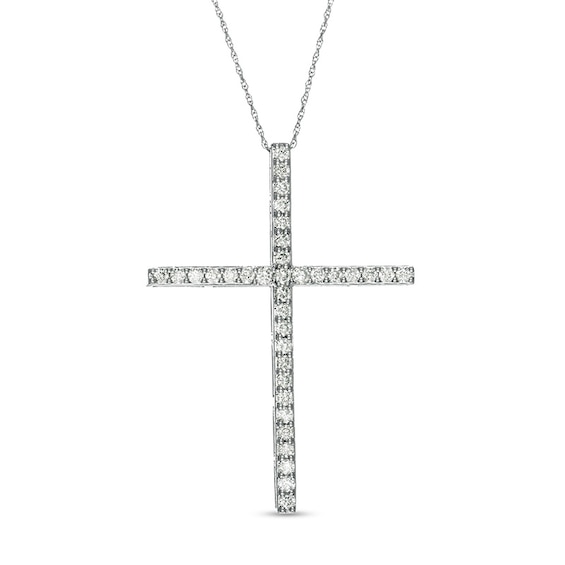 Previously Owned - 1 CT. T.w. Diamond Cross Pendant in 10K White Gold