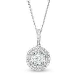 Previously Owned - 1/2 CT. T.W. Diamond Double Frame Pendant in 10K White Gold