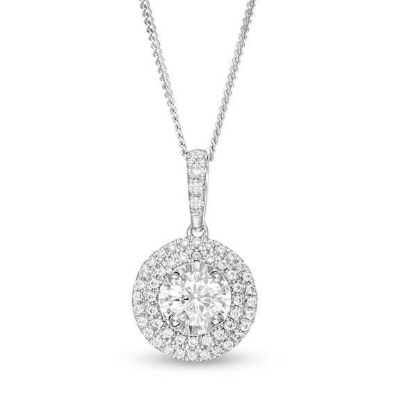 Previously Owned - 1/2 CT. T.w. Diamond Double Frame Pendant in 10K White Gold