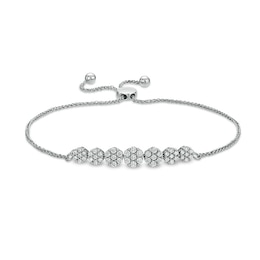 Previously Owned - 1 CT. T.W. Multi-Diamond Seven Stone Bolo Bracelet in 10K White Gold - 10"