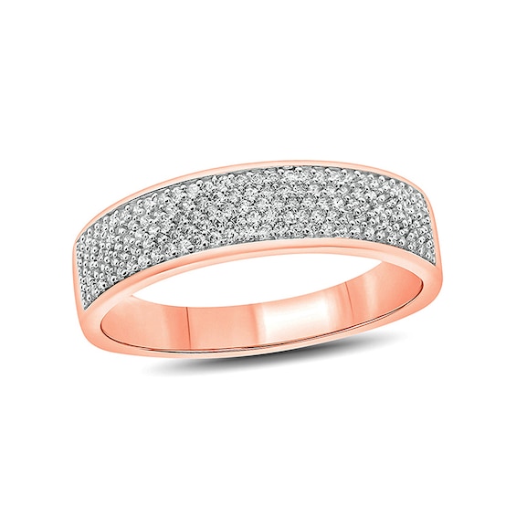Previously Owned - 1/2 CT. T.w. Diamond Multi-Row Wedding Band in 10K Rose Gold
