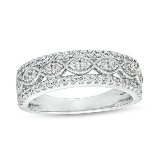 Previously Owned - 1/2 CT. T.w. Diamond Triple Row Anniversary Band in 14K White Gold